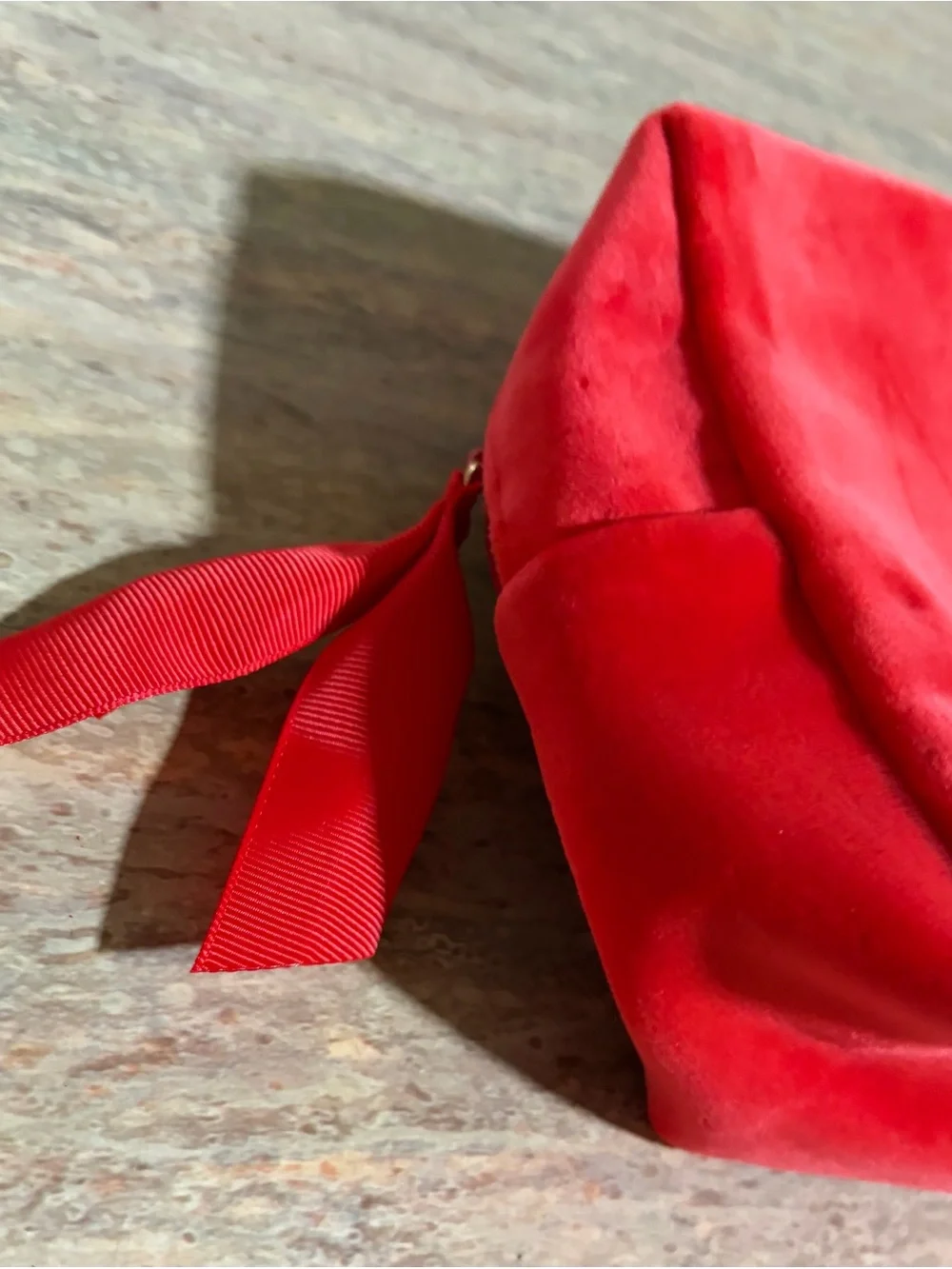 Clarins Bright Red Velvet Travel Cosmetic Pouch